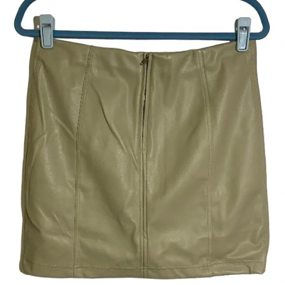 Shinestar Mini Skirt Vegan Faux Leather Sage Green Lined Women’s Size Large - Picture 3 of 6